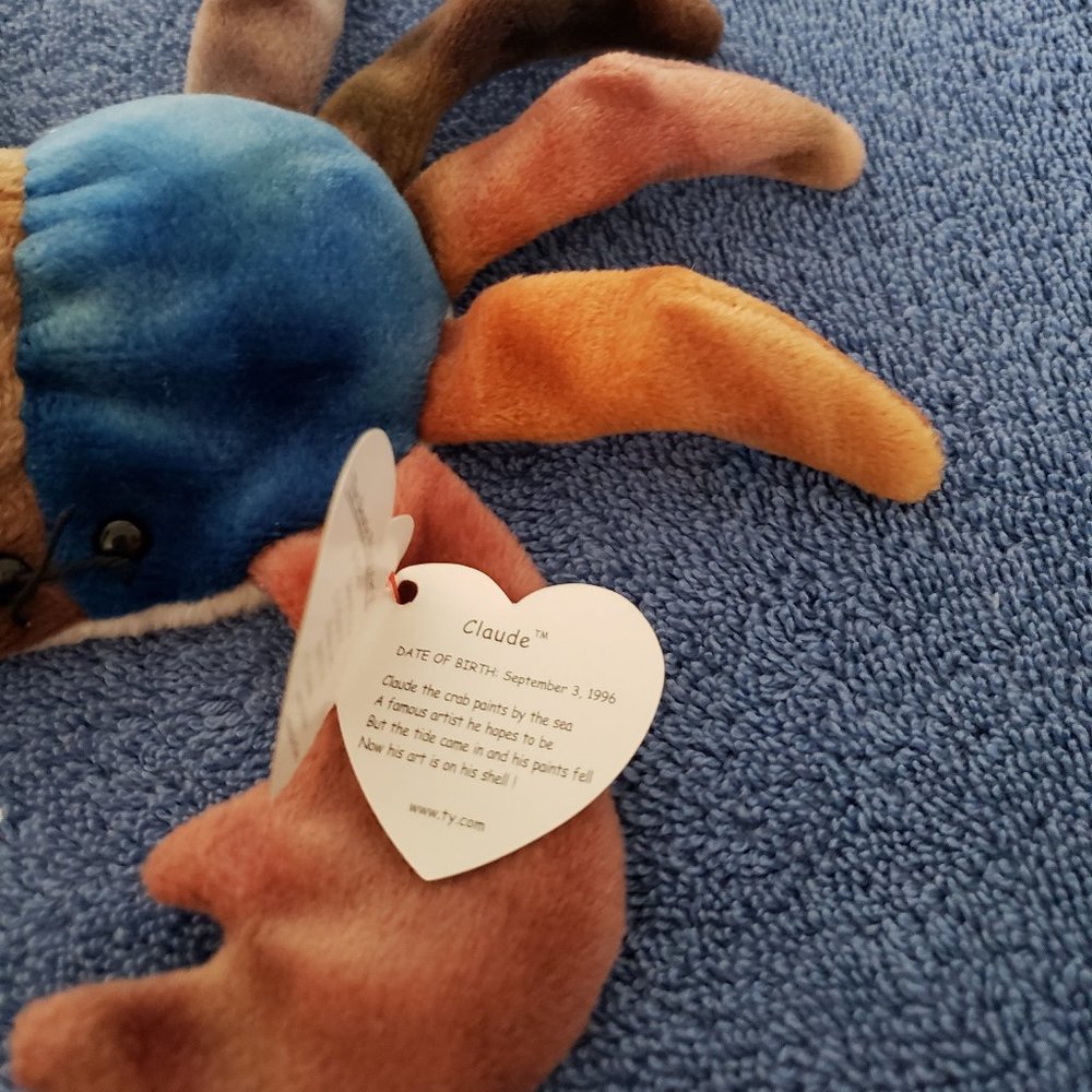 Ty Claude Beanie Babies The Tye Dye Crab 1996 Orig - Picture 2 of 4
